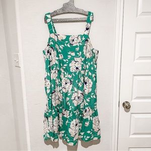 Eliza J Tiered Floral Print Green Dress Size 20W